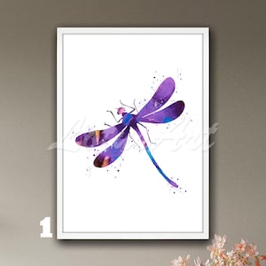 Dragonfly Art Watercolor Framed Print Home Decor Personalised Gift