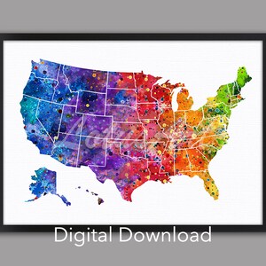 United States Map Art Watercolor Painting Print Travel Art Poster Home Il 300x300.5801977763 Exc8