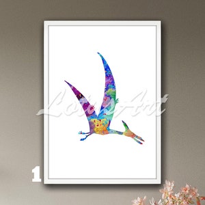 Pteranodon Pterosaur Watercolor Wall Art Framed Print