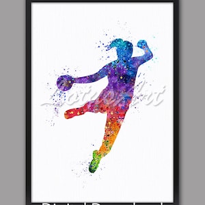 Girl Handball Watercolor Print: Colorful Sports Poster (Digital Download)