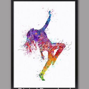 Hip Hop Dancer Watercolor Print: Girls Room Wall Art (Digital Download)