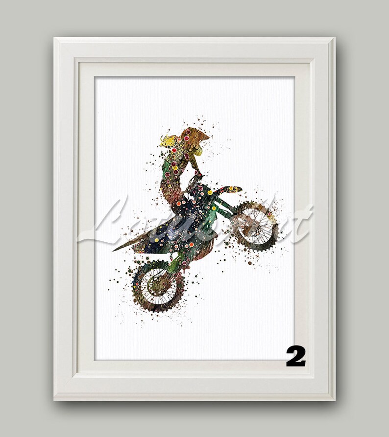 Motocross Wall Art Motorcycle Watercolor Painting Print Sports Etsy