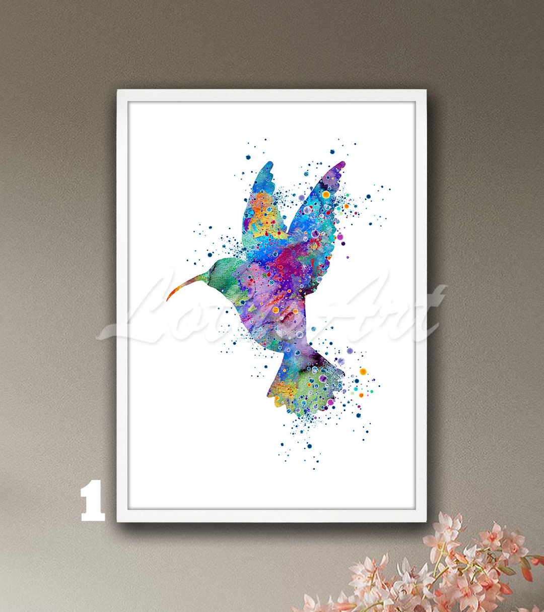 Hummingbird Wall Art Watercolor Print Painting Bird Framed Poster - Etsy