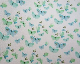 Artisan Blue Butterfly Print Faux Leatherette Fabric Size A4 Perfecto para Hairbows & Crafts