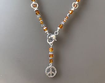 Topaz Swarovski 6 & 8mm 16” Peace Necklace