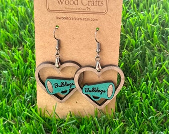 Cheerleading Custom Wood Earrings, Wooden Earrings, Cheer Jewelry, Game Day Earrings, Cheer Mom, Bulldogs