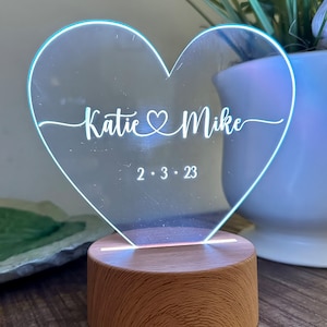 Custom Night Light, Valentines Day Gift, Anniversary Gift, Acrylic Night Light, Personalized Night Light, Wedding Centerpieces