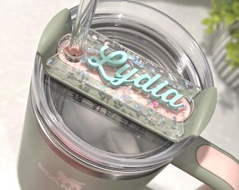 Personalized Glitter Acrylic Stanley Name Plate: Stanley Cup Topper