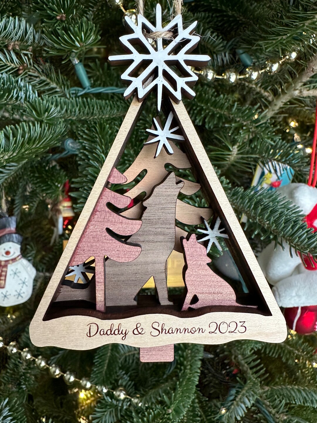 Wolf Christmas Tree Ornament Personalized Etsy