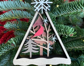 Cardinal Christmas tree ornament - Personalized