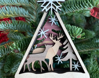 Deer Christmas tree ornament - Personalized