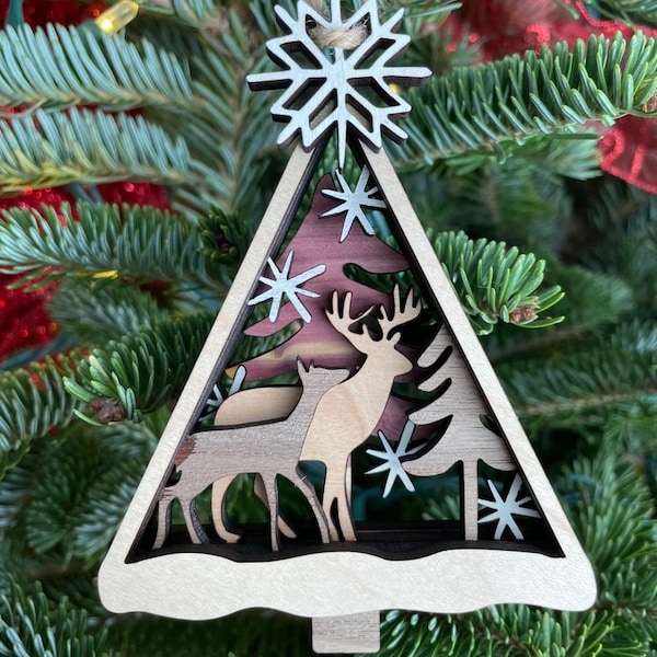 Deer Christmas tree ornament - Personalized