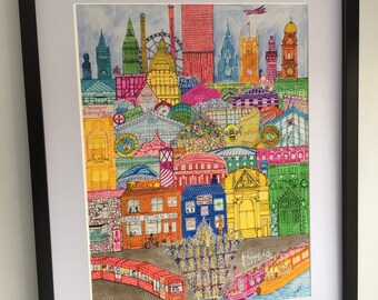 Framed print of Manchester.