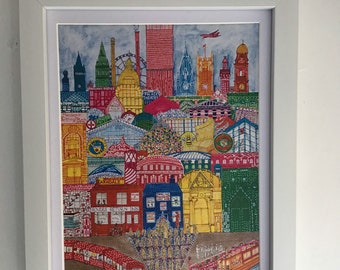 Framed print of Manchester.