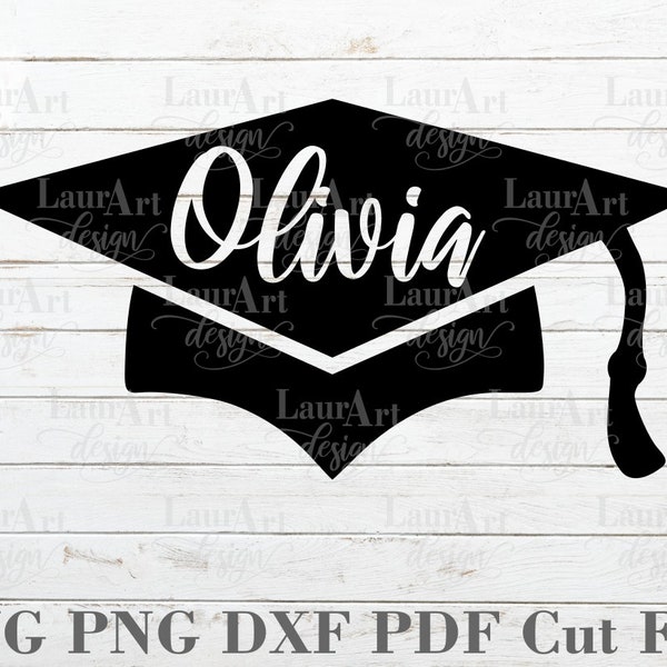 Personalized Graduation Hat Custom Name SVG Cut File For T-Shirt Transfer Decal Sticker Overlay Cap Senior 2024 PNG 24 Graduate Grad Name