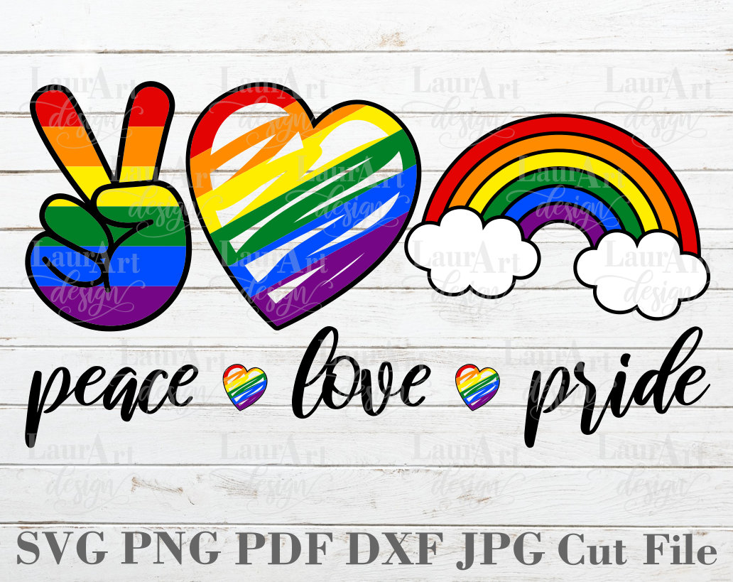 Peace Love Pride SVG Rainbow Sign LGBTQ Pride Flag Distressed | Etsy