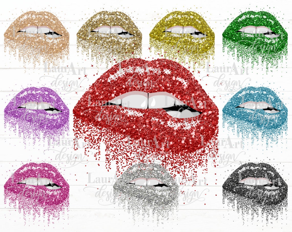 Download Dripping Glitter Lips Sublimation Transfer Shirt Bag ...