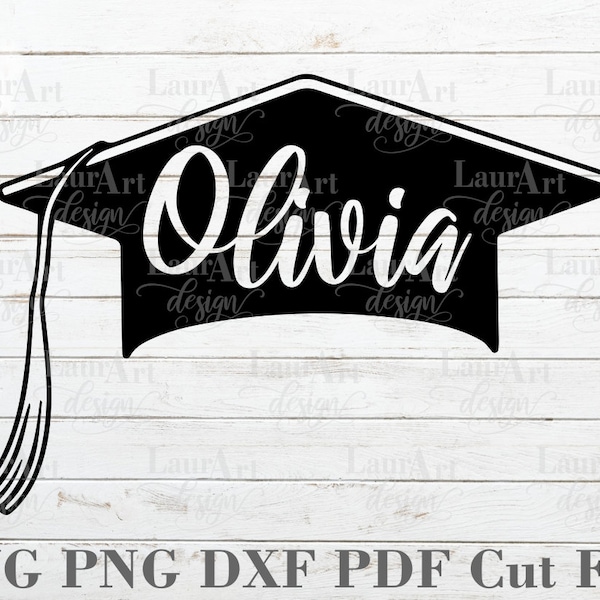 Personalized Graduation Hat Custom Name SVG Cap Cut File For T Shirt Transfer Decal Vinyl Sticker Overlay Tassel Senior 2022 Sublimation PNG