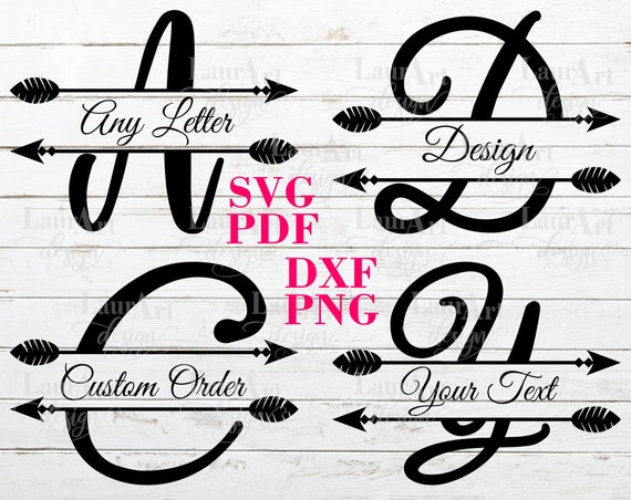 Arrow Split Monogram Svg Font Cursive Script Vector Text Etsy