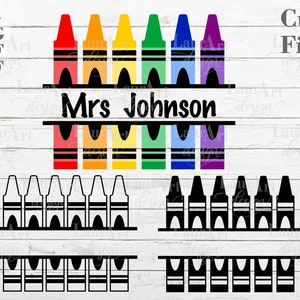 Buntstifte Monogramm SVG Back To School 2022 Farbe, Silhouette, Umriss personalisierte Name Kinder Lehrer Dateien für Shirt Transfer Sublimation PNG