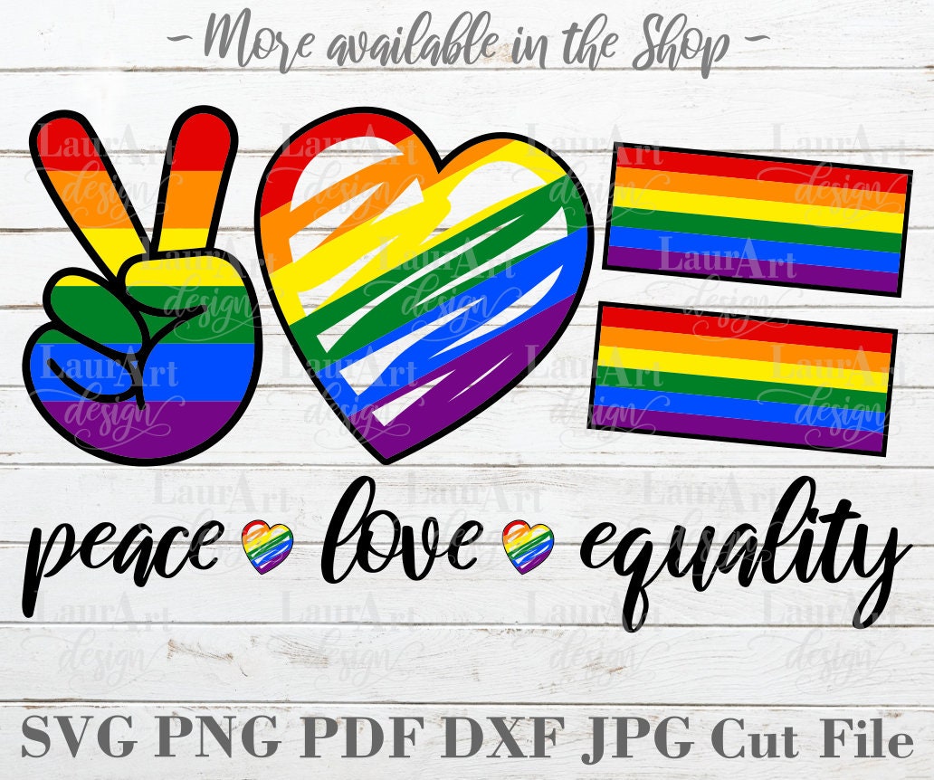 Peace Love Pride SVG Rainbow Sign LGBTQ Pride Flag Distressed | Etsy