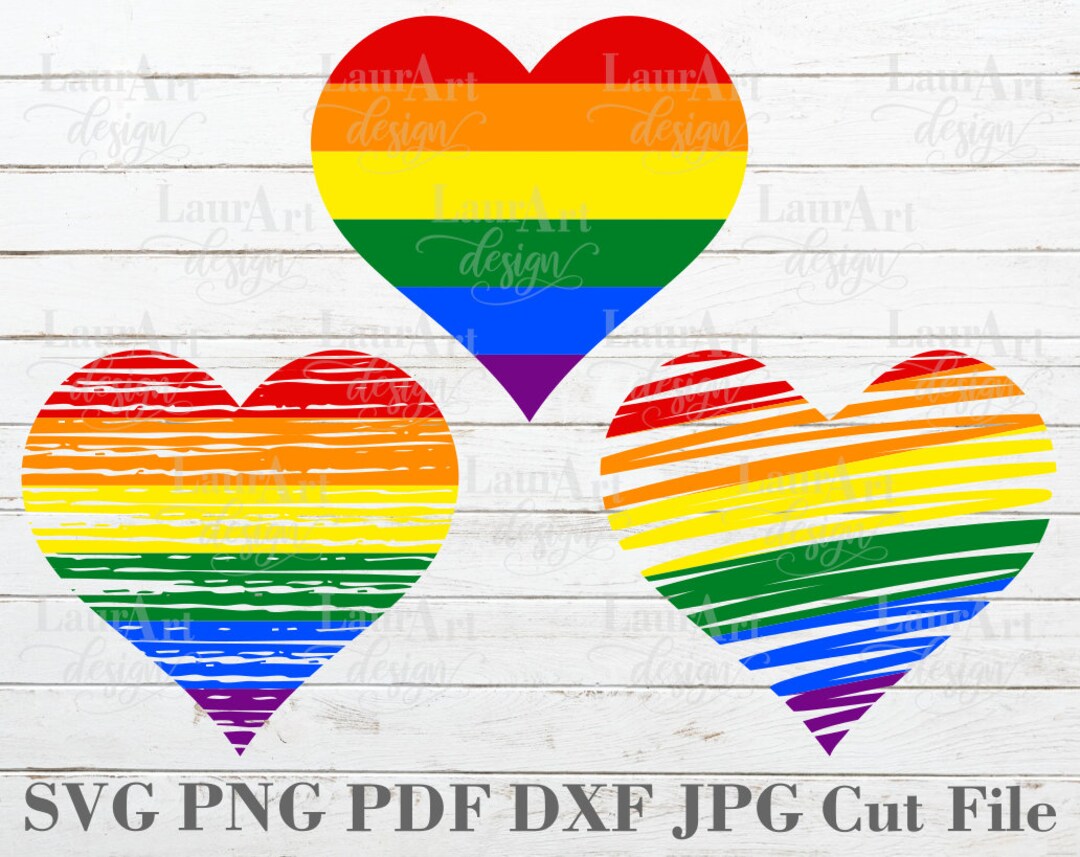 Rainbow Heart SVG LGBTQ Pride Flag Distressed Grunge Cut File for Shirt ...