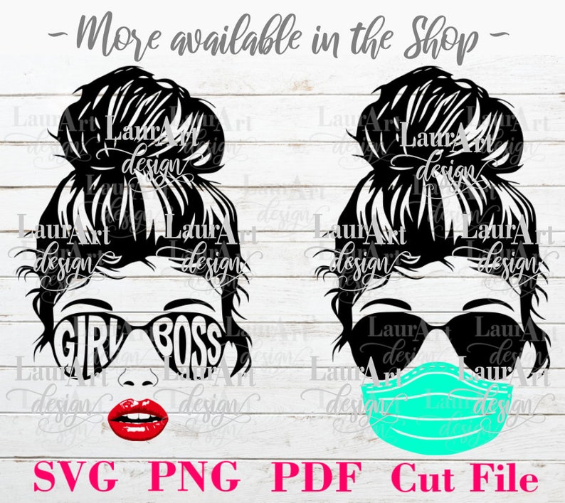 Download Girl Face Messy Bun SVG Vector Cut File Sunglasses Mask | Etsy