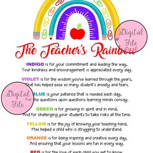 Lehrergedicht//Regenbogen//Teacher Appreciation//Thank You//Teacher