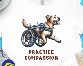 Wheelchair Dog T-Shirt, Compassion Graphic Tee, Animal Lover Gift
