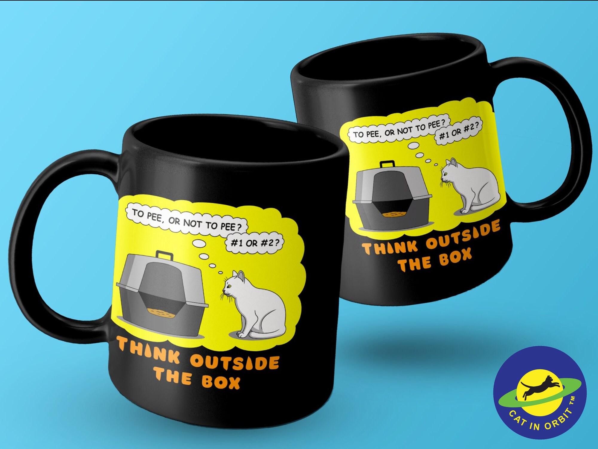 Think Outside the Box Funny Cat Mug With Cat and Litterbox, Geeky ...