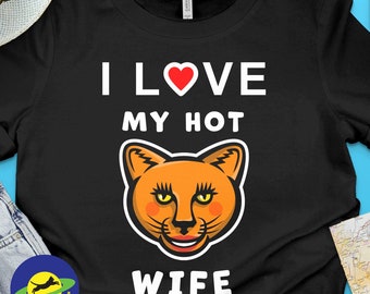 I Love my older Hot Cougar Wife funny graphic t-shirt, to show your love for your older partner.