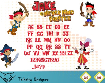 jake and the never land pirates font svg, dxf/ Alphabet/ Printable/ SVG cut file/ Vector/ Digital/ Print/ Instant download