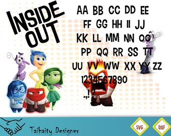 Inside out font svg file/ Inside out alphabet svg, dxf/ Printable/ SVG cut file/ Vector/ Digital/ Print/ Instant download