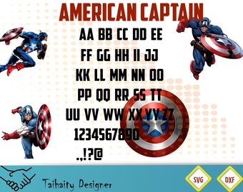 American captain font svg file/ American captain alphabet svg, dxf/ Printable/ SVG cut file/ Vector/ Digital/ Print/ Instant download