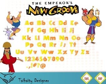 The emperor's new groove font svg, dxf/ Alphabet/ Printable/ SVG cut file/ Vector/ Digital/ Print/ Instant download