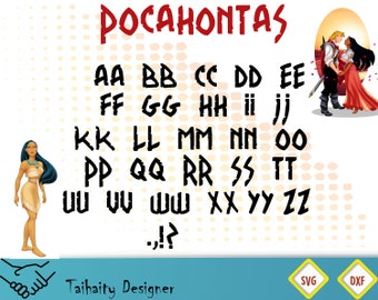 Pocahontas font svg file/ Pocahontas alphabet svg, dxf/ Printable/ SVG cut file/ Vector/ Digital/ Print/ Instant download