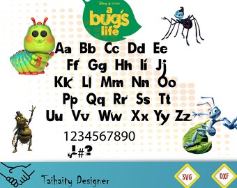A bugs life font svg file/ A bugs life alphabet svg, dxf/ Printable/ SVG cut file/ Vector/ Digital/ Print/ Instant download