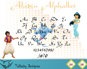 Aladin font svg file/ Aladin alphabet svg, dxf/ Printable/ SVG cut file/ Vector/ Digital/ Print/ Instant download