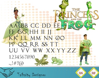 Princess and the frog font svg file/ Princess and the frog alphabet svg, dxf/ Printable/ Vector/ Digital/ Print/ Instant download