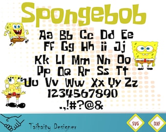 Sponge Bob font svg file/ Sponge Bob alphabet svg, dxf/ Printable/ SVG cut file/ Vector/ Digital/ Print/ Instant download