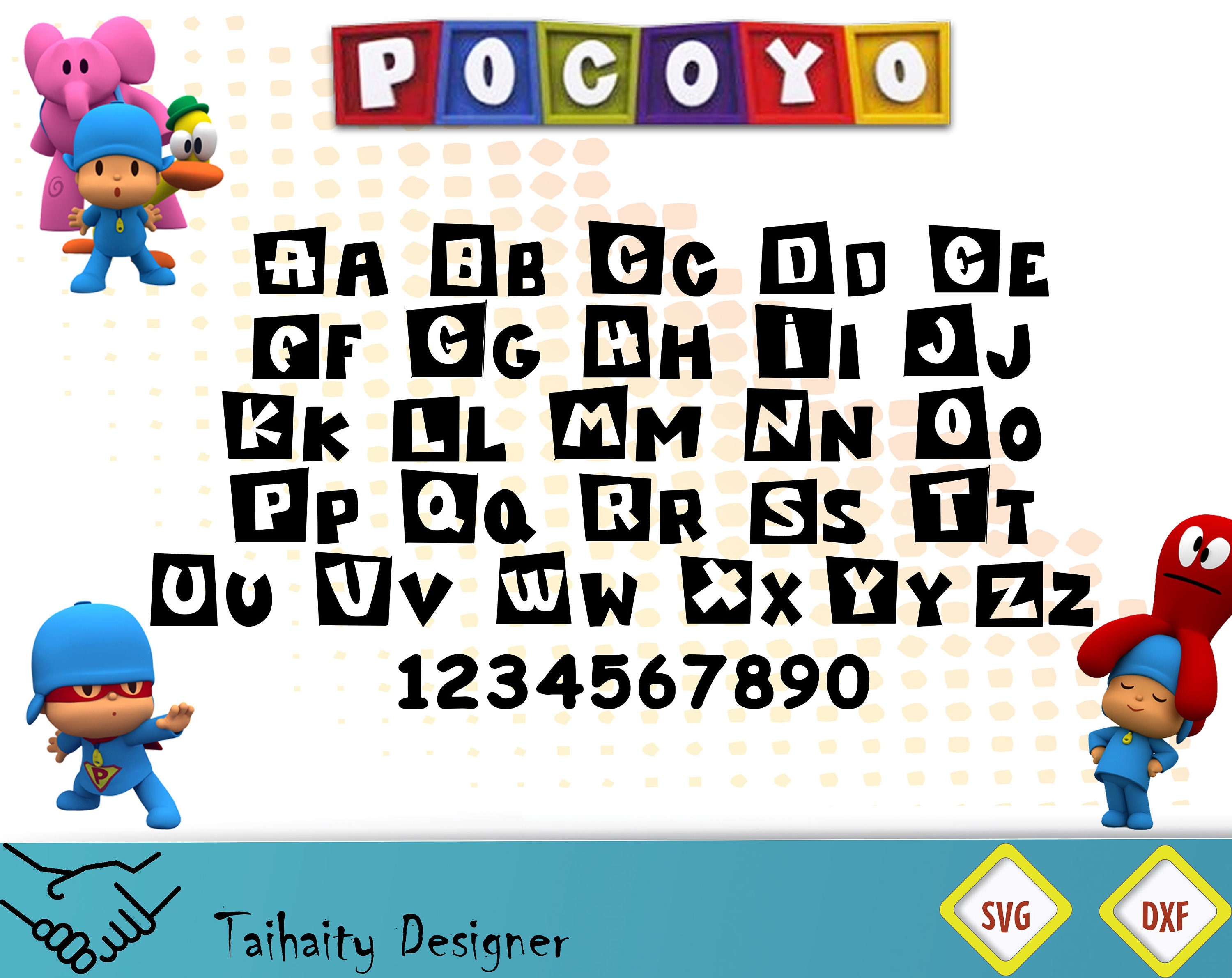 Pocoyo lettertypebestand svg / Pocoyo alfabet svg dxf / Etsy