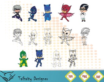 PJ mask svg file/ PJ mask svg, dxf, png/ Printable/ SVG cut file/ Vector/ Digital/ Print/ Instant download