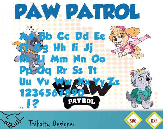 paw patrol font svg file paw patrol alphabet svg dxf etsy
