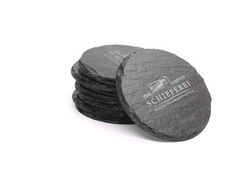Slate - coaster round with engraving