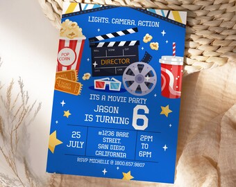 Movie Birthday Party Invitation, Instant Download, Movie Birthday Party Invitation, Movie Invitation, Movie Birthday Invitations Jettemplate