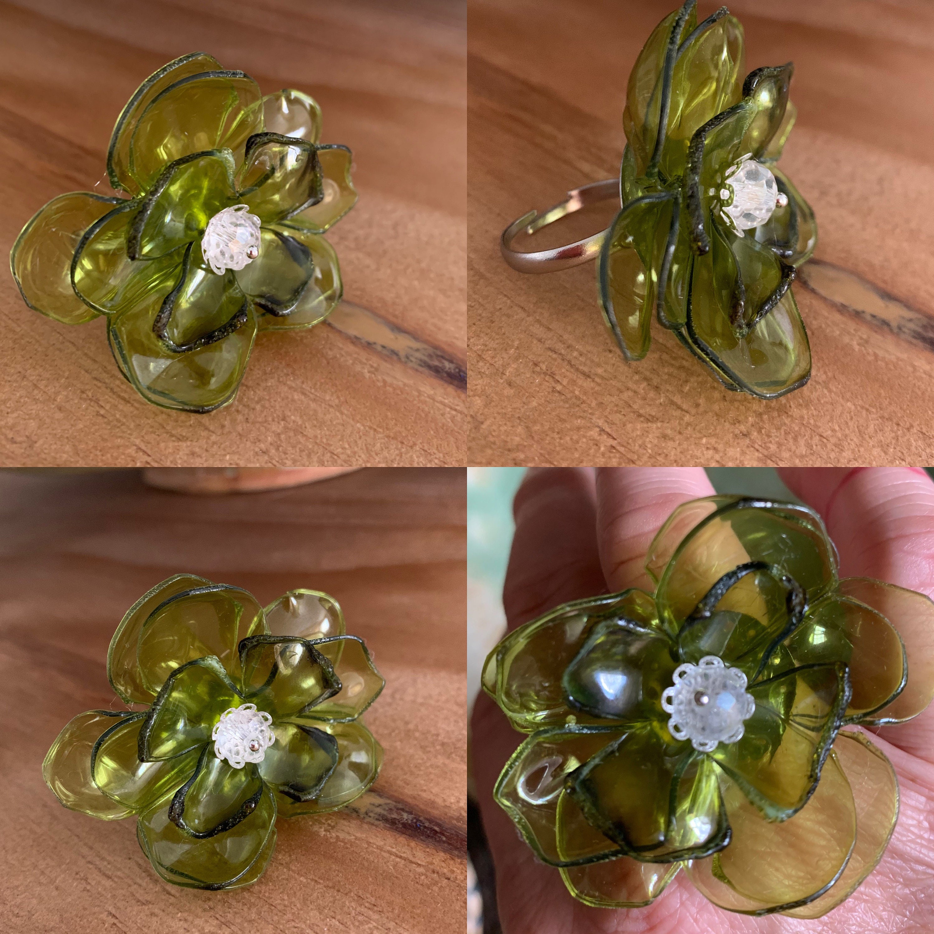 Necklace and ring of plastic flowers. Etsy