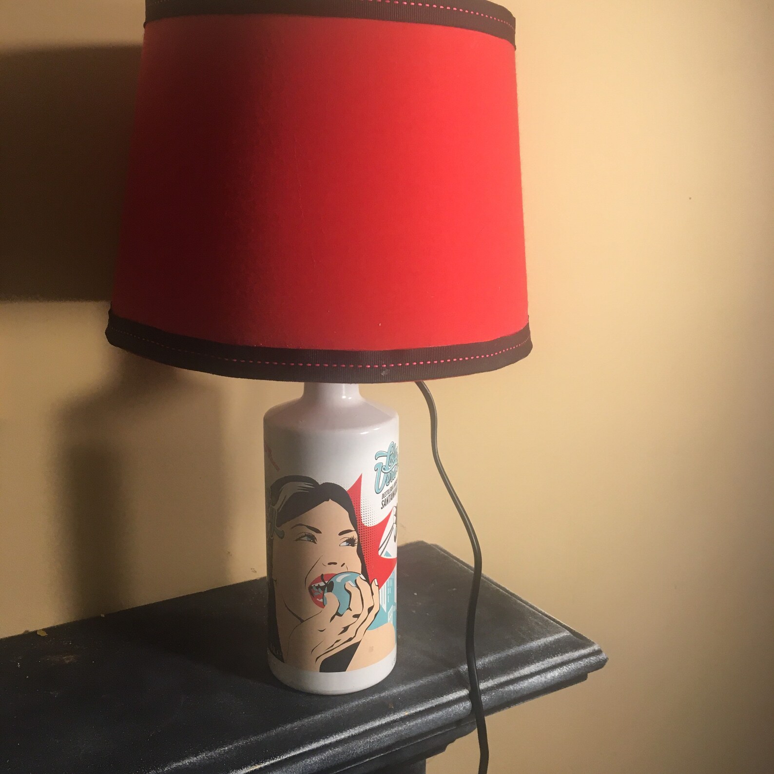 Gin bottle table lamp Pop Art style hand-embellished shade | Etsy