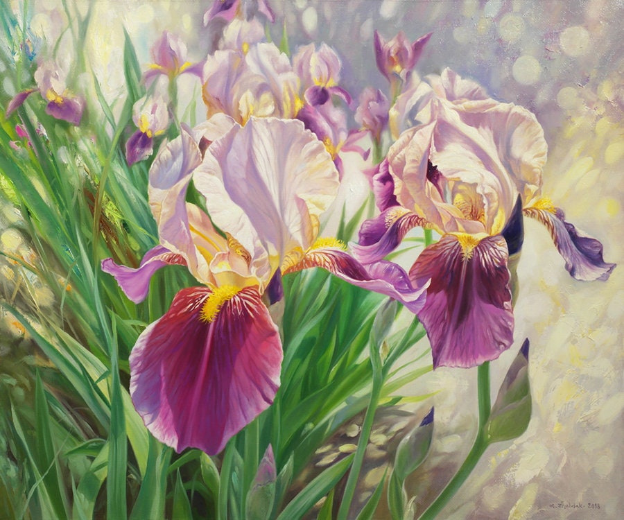 Irises oil paintingIrises paintingFloral paintingIrises Etsy