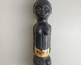 Vintage Empty Spanish Morey Liquor Bottle “VUDU” Tribal Woman,  Tiki Bar