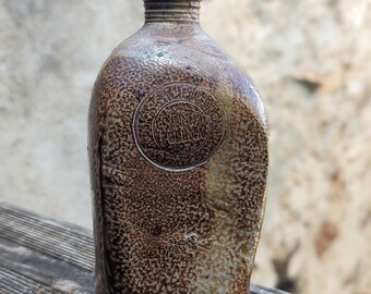 Antique 1800s Salt Glaze German Stoneware Bottle Gemeinde Pullna Pullnaer Bitterwasser Mineral Water 4 Sided Bottle